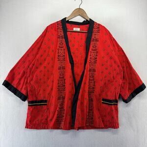 Vintage Kabuki Sleepwear Top Men's XL Weldon All Cotton Oriental Kimono 60s 70s